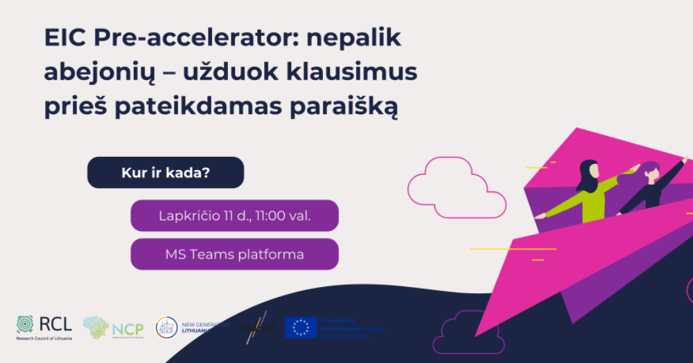 Kviečiame į praktinę klausimų-atsakymų sesiją apie „EIC Pre-accelerator“ kvietimą teikti paraiškas