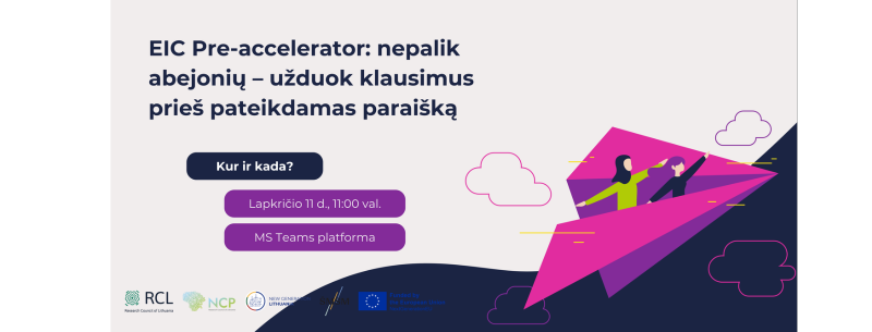Praktinė klausimų-atsakymų sesija apie „EIC Pre-accelerator“ kvietimą teikti paraiškas