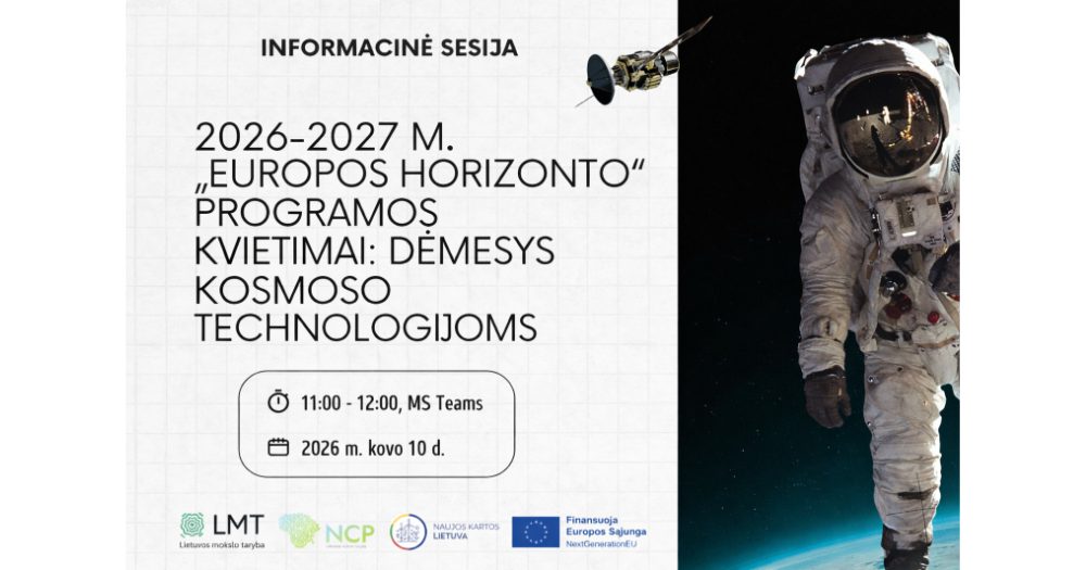 Kviečiame dalyvauti renginyje „2026–2027 m. „Europos horizonto“ programos kvietimai: dėmesys kosmoso technologijoms“