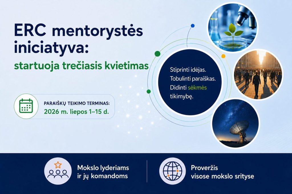 ERC mentorystės iniciatyva: startuoja trečiasis kvietimas