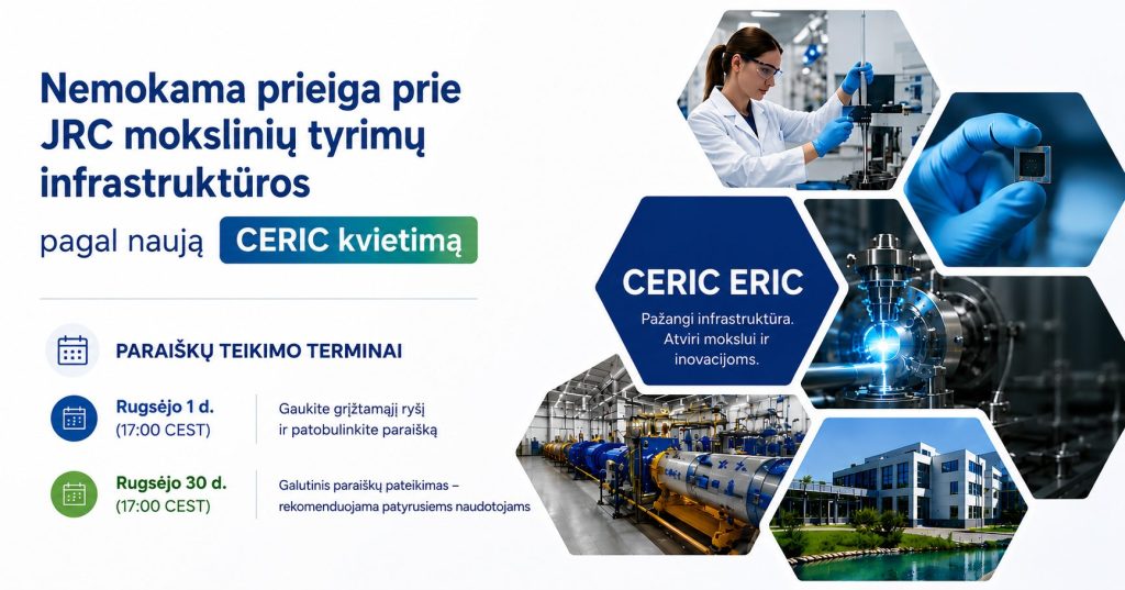 Naujas CERIC kvietimas: nemokama prieiga prie JRC mokslinių tyrimų infrastruktūros